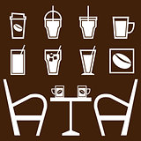 Set of drinks in coffee shop