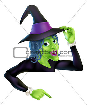 Halloween witch pointing