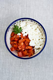 Cottage cheese and tomatoes for dietary
