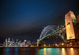 harbour bridge and skyline of sydney australia at night
