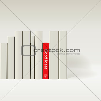 Red book in row of white book, vector Eps10 image.