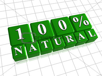 100 percent natural in 3d green cubes