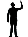 one business man pointing up happy silhouette