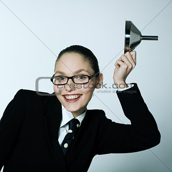 crazy business woman saluting