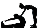 one couple man woman exercising workout fitness