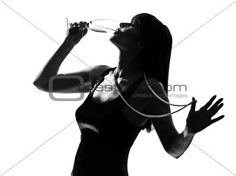 stylish silhouette partying drinking champagne  cocktail