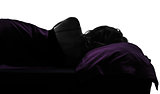  woman in bed sleeping lying on side silhouette