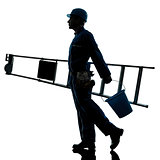 repair man worker ladder walking silhouette
