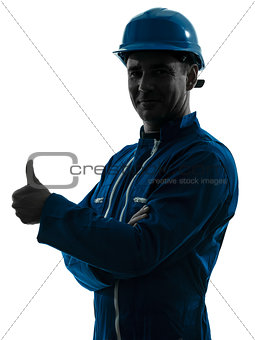 man construction worker Thumb Up silhouette portrait