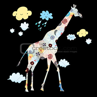 ornamental silhouette of a giraffe