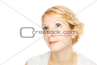 Simplicity - Girl looking up there (isolated on white) 