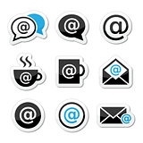 Email, internet cafe, wifi vector icons set