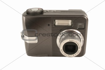 Isolated digital camera front on white