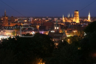 Gdansk panorama by night