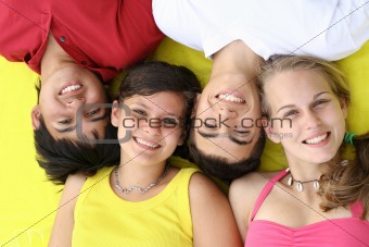 happy smlining teens