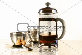 Coffee cups with french press 