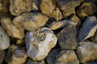 several big splitted stones with sharp edges