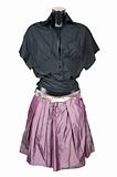 Black blouse and violet skirt
