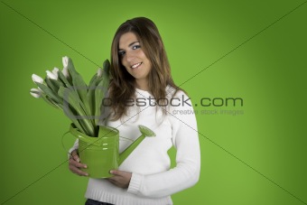 Woman with Tulips