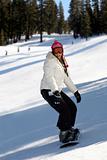 Girl snowboarding