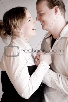 Portrait of a young loving couple having fun
