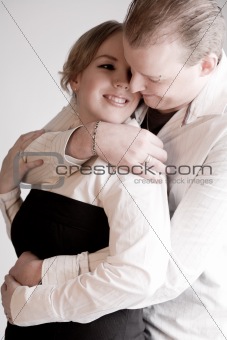Portrait of a young loving holding couple