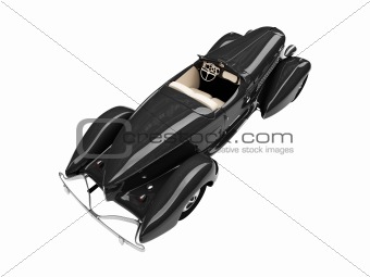 isolated retro black car back view 01