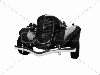 isolated retro black car front view 03
