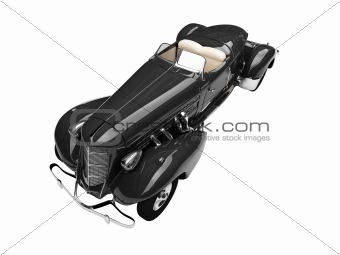 isolated retro black car front view 04