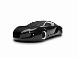 isolated black super car front view 02