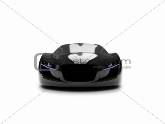isolated black super car front view 03