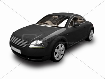 isolated black sport car front view 02