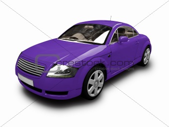 isolated blue car front view 