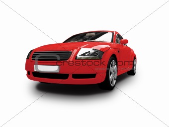 isolated red car front view 