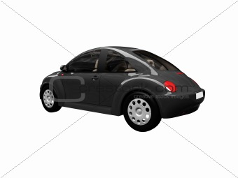 isolated black bug car back view 01
