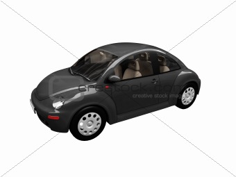 isolated black beetle car front view 02