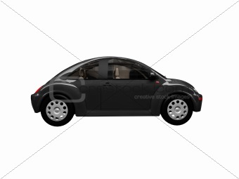 isolated black beetle car side view