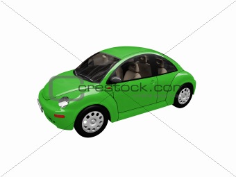 isolated green beetle car front view