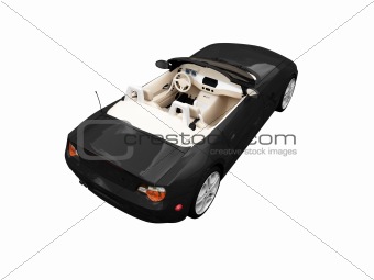 isolated black car back view 01