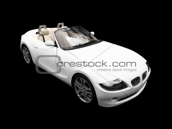 isolated white car front view 03