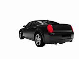 isolated black car back view 01