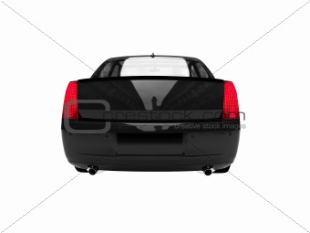 isolated black car back view 02