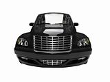 isolated black american car front view 01