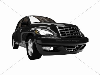 isolated black american car front view 04