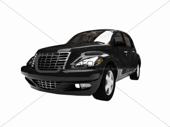 isolated black american car front view 06
