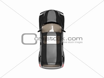 isolated black american car top view