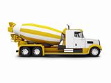 Concrete mixer isolated side view with clipping path