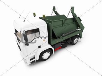 Dumpster car isolated front view
