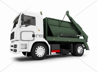 Dumpster car isolated front view