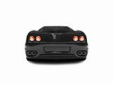 isolated black super car back view 02